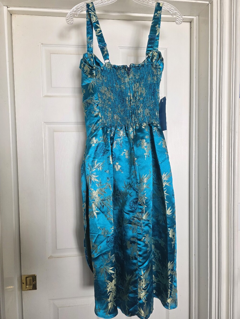 New Dixiefried By Pinup Couture Turquoise Tiki Twist Satin Sarong Retro Dress XL - Picture 3 of 8